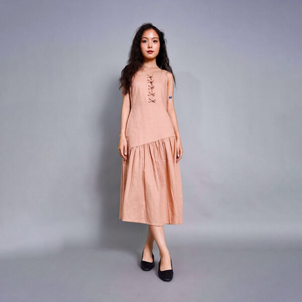 Kair Dress, Yellow Linen Dress. Double-strap Dress, High Quality Linen, High Quality Linen Fabric, Fashionable Vest, Women's Fashion, Elegant Style - Image 2